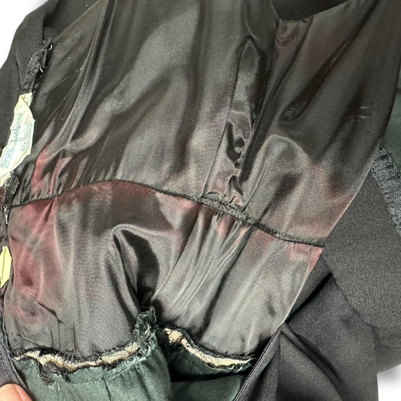 Vintage Sears Maxi Dress Black Floral Lace Waistband Naked Prom 60s Whimsygoth S - Picture 13 of 16